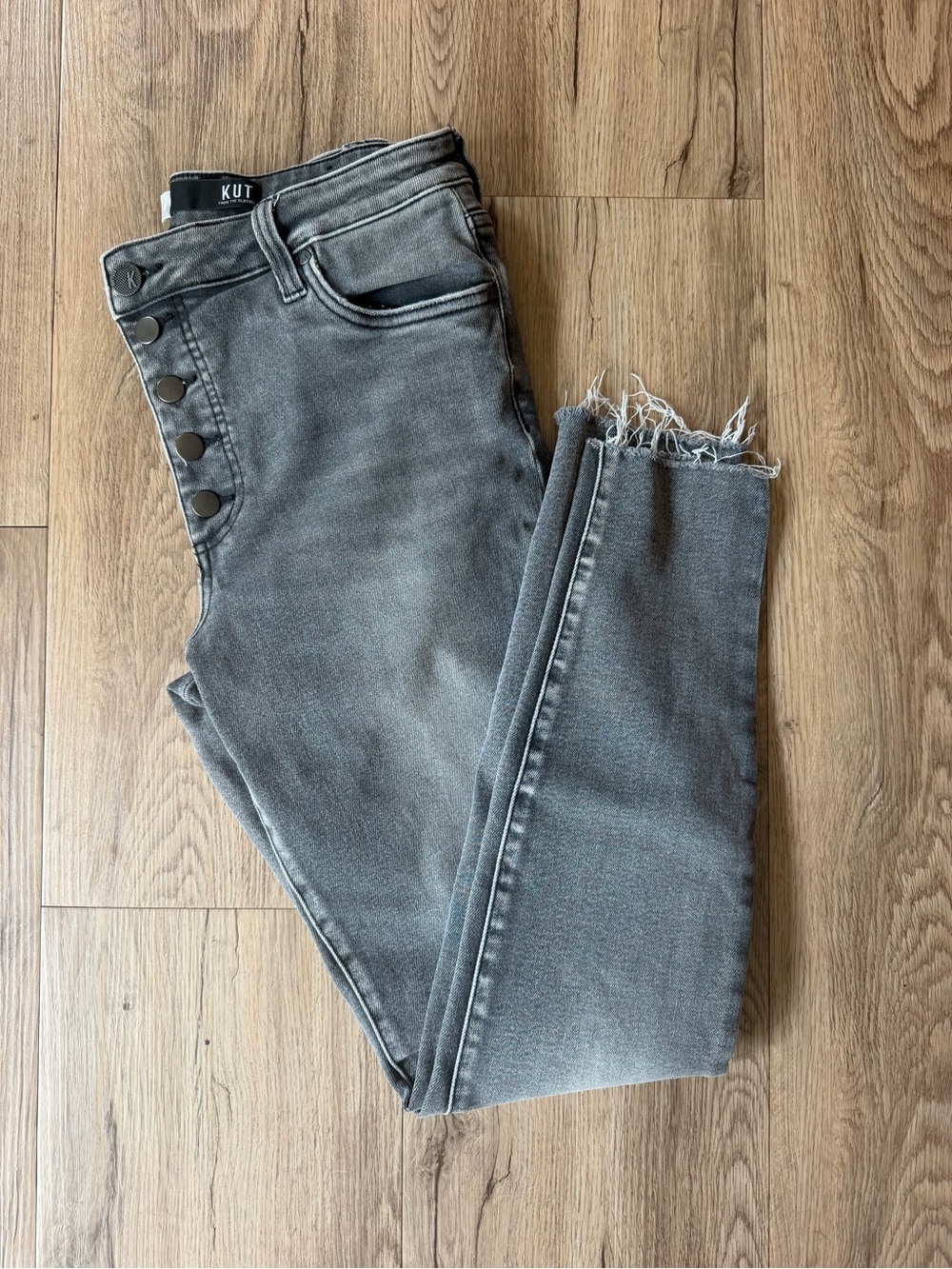 KUT from the Kloth Mia Fab AB Toothpick Skinny Jeans Women's 10 Gray/Charcoal